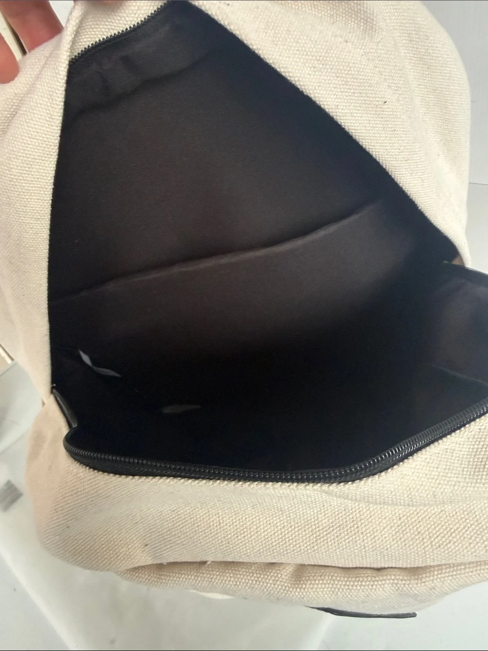 NEW LOULU CANVAS LAPTOP BACKPACK CREAM BLACK GOLD HARDWARE DAY PACK TRAVEL